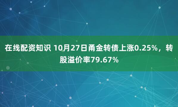在线配资知识 10月27日甬金转债上涨0.25%，转股溢价率79.67%